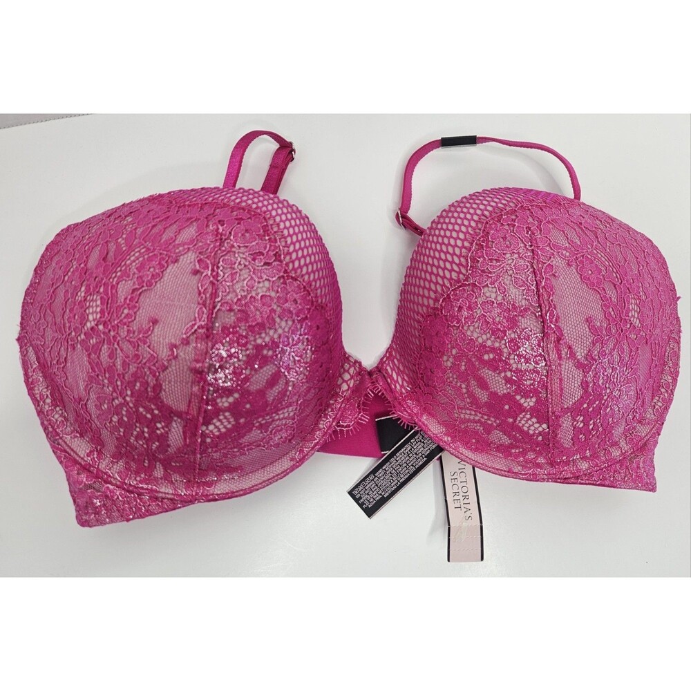 VICTORIA’S SECRET VERY SEXY PUSH UP PIGEONNANT PINK LACE 34D NWT